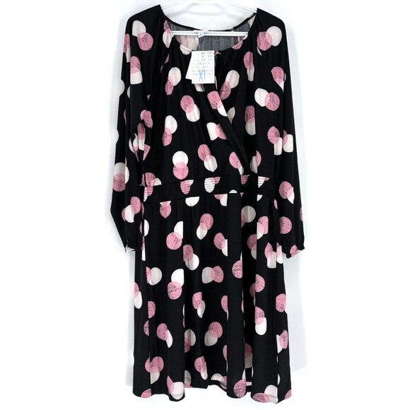 NWT LULAROE Jody Stretch Black Pink Polka Dot Summer Dress Pockets Sz XL - Picture 1 of 16